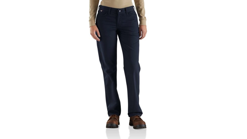 Carhartt Flame-Resistant Womens Rugged Flex Canvas Pant, Dark Navy, 2/Short 102689-410-SHT-2