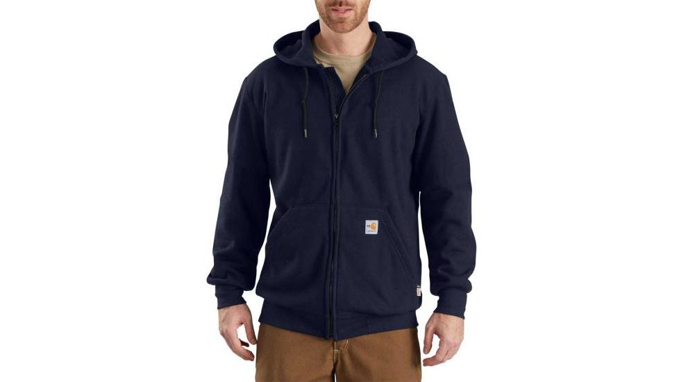 Carhartt Flame-Resistant Zip Sweatshirt, Dark Navy, Small/Regular, 102908-410-REG-S