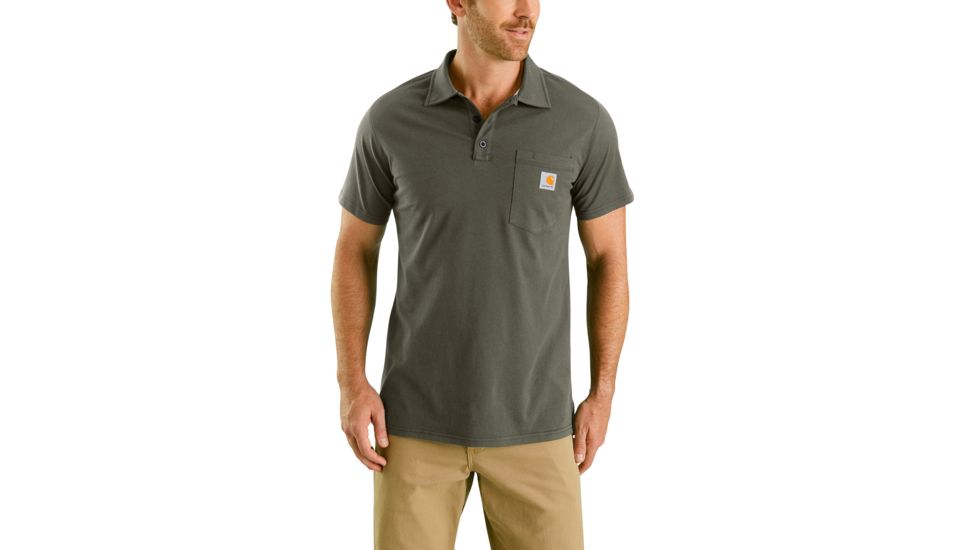 Carhartt Force Cotton Delmont Pocket Polo - Mens, Moss, Large, 103569-316-REG-L