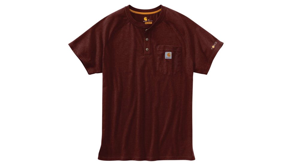 Carhartt Force Cotton Delmont Short Sleeve Henley Relaxed Fit - Mens, Red Brown Heather, XL Waist-TLL Inseam 100413-603-TLL-XL