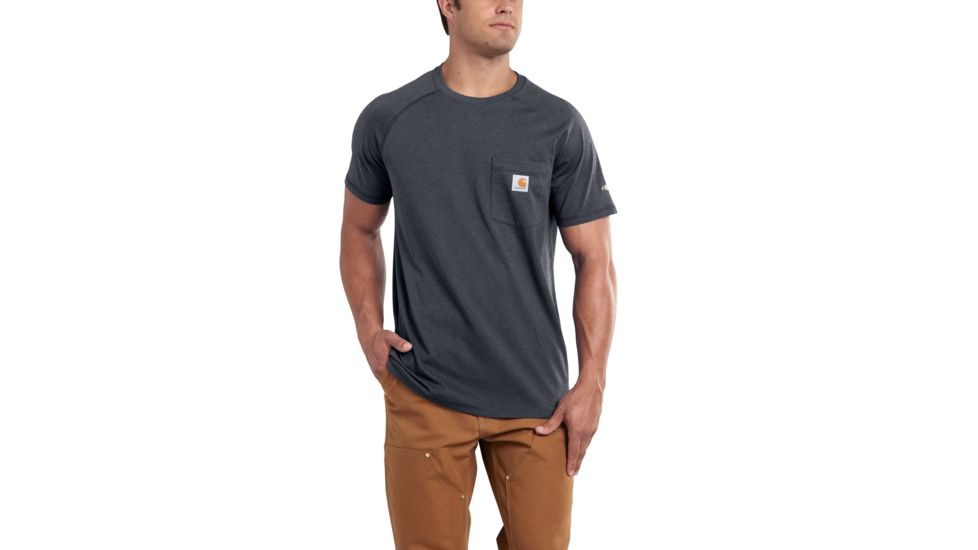 Carhartt Force Cotton Delmont Short Sleeve T Shirt Relaxed Fit - Mens, Granite Heather, Large-Regular 100410-020-REG-L