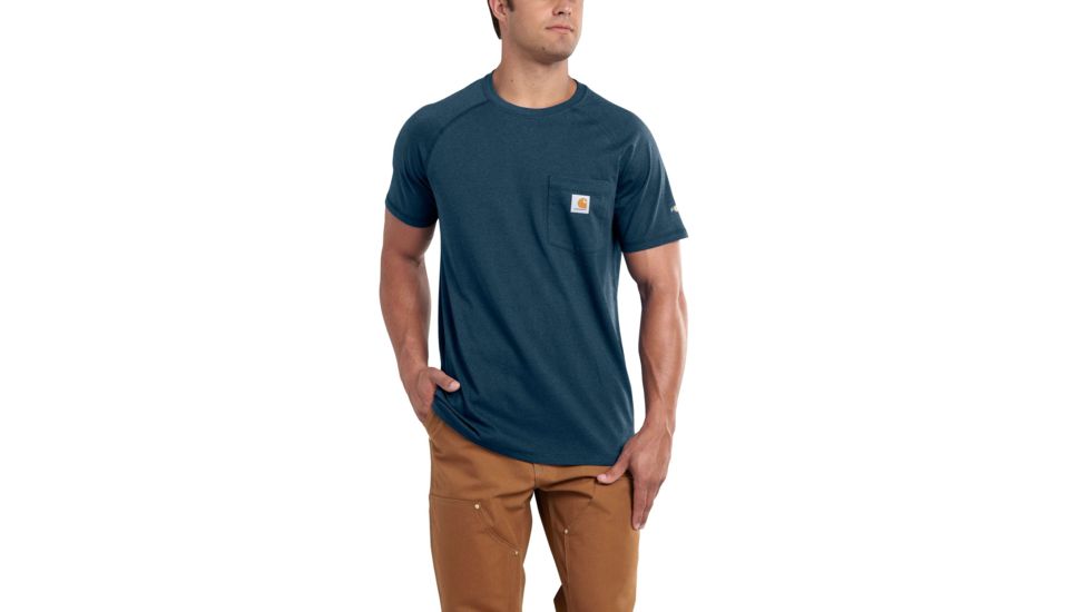 Carhartt Force Cotton Delmont Short Sleeve T Shirt Relaxed Fit - Mens, Light Huron Heather, X-Large-Tall 100410-446-REG-2XL
