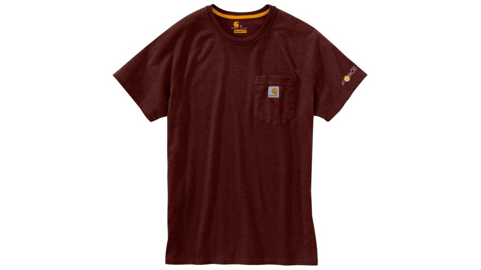 Carhartt Force Cotton Delmont Short Sleeve T Shirt Relaxed Fit - Mens, Red Brown Heather, X-Large-Regular 100410-603-REG-XL