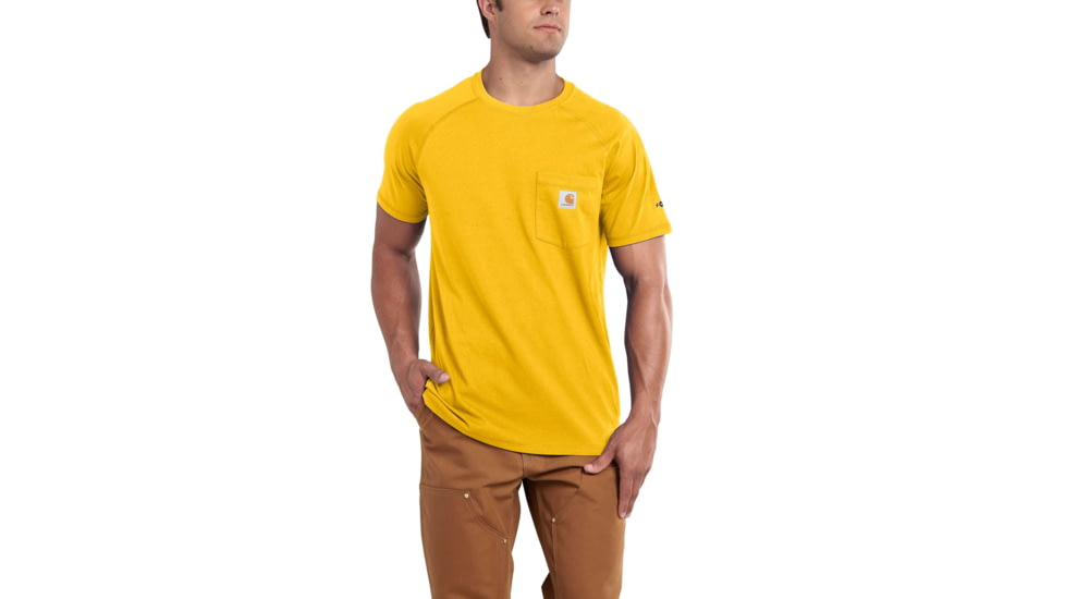Carhartt Force Cotton Delmont Short Sleeve T Shirt Relaxed Fit - Mens, Mustard Yellow, XX-Large-Regular 100410-723-REG-2XL