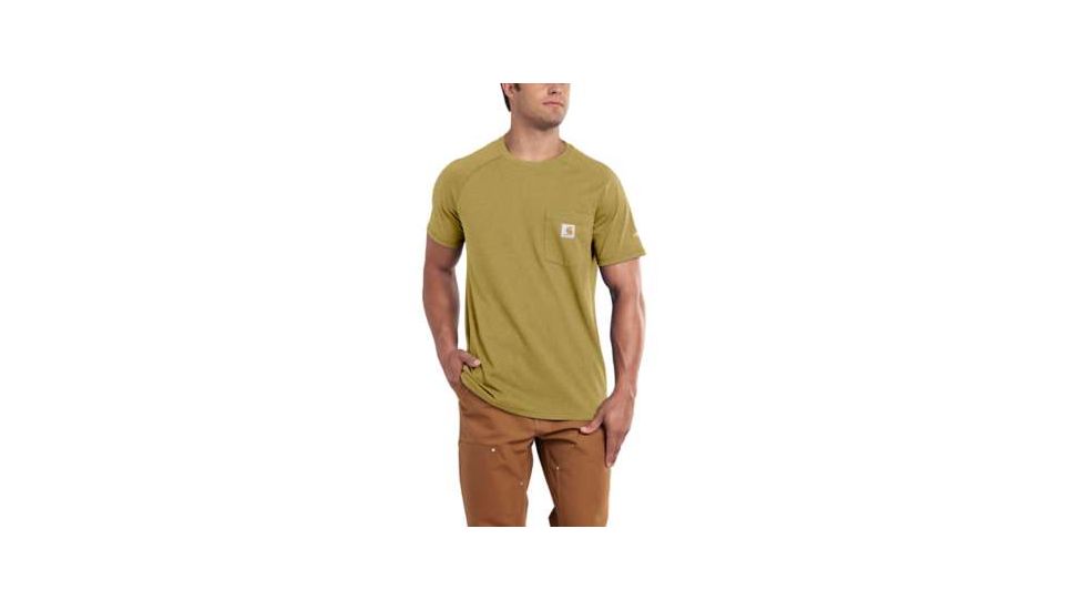 Carhartt Force Cotton Delmont Short Sleeve T Shirt Relaxed Fit - Mens, Amber Gold Heather, X-Large-Regular, 100410-707-REG-M