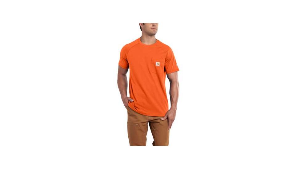 Carhartt Force Cotton Delmont Short Sleeve T Shirt Relaxed Fit - Mens, Bold Orange, X-Large-Regular, 100410-827-REG-XL