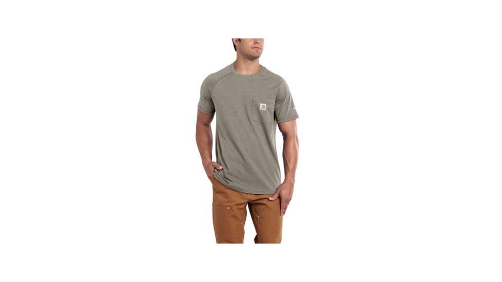Carhartt Force Cotton Delmont Short Sleeve T Shirt Relaxed Fit - Mens, Desert Heather, X-Large-Regular, 100410-265-REG-XL