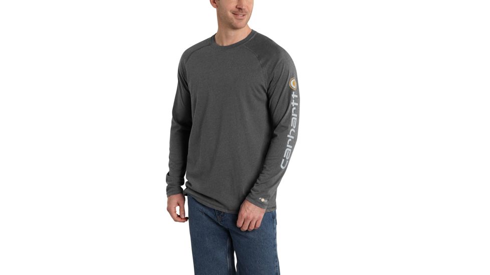Carhartt Force Cotton Delmont Sleeve Graphic T-Shirt for Mens, Carbon Heather, Medium/Regular 101302-026-REG-M