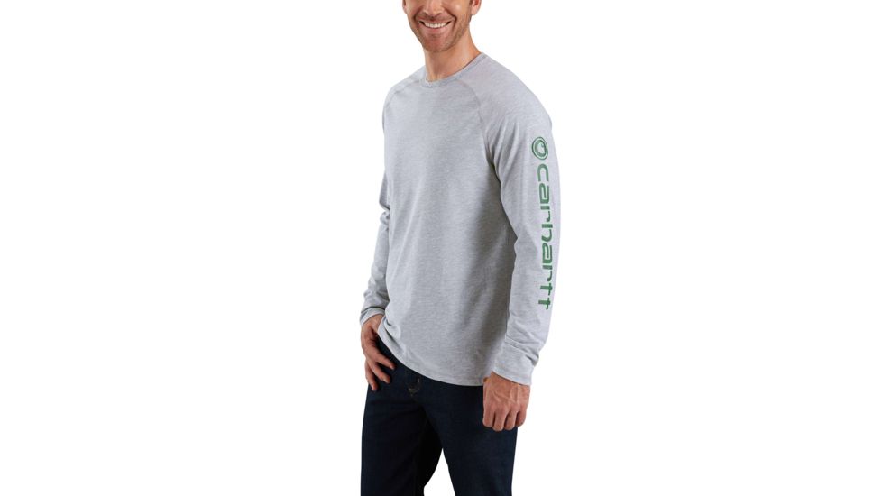 Carhartt Force Cotton Delmont Sleeve Graphic T-Shirt for Mens, Heather Gray, Extra Large/Regular 101302-034-REG-XL