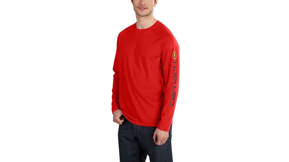 Carhartt Force Cotton Delmont Sleeve Graphic T-Shirt for Mens, Electric Red, Large/Regular 101302-642-REG-L