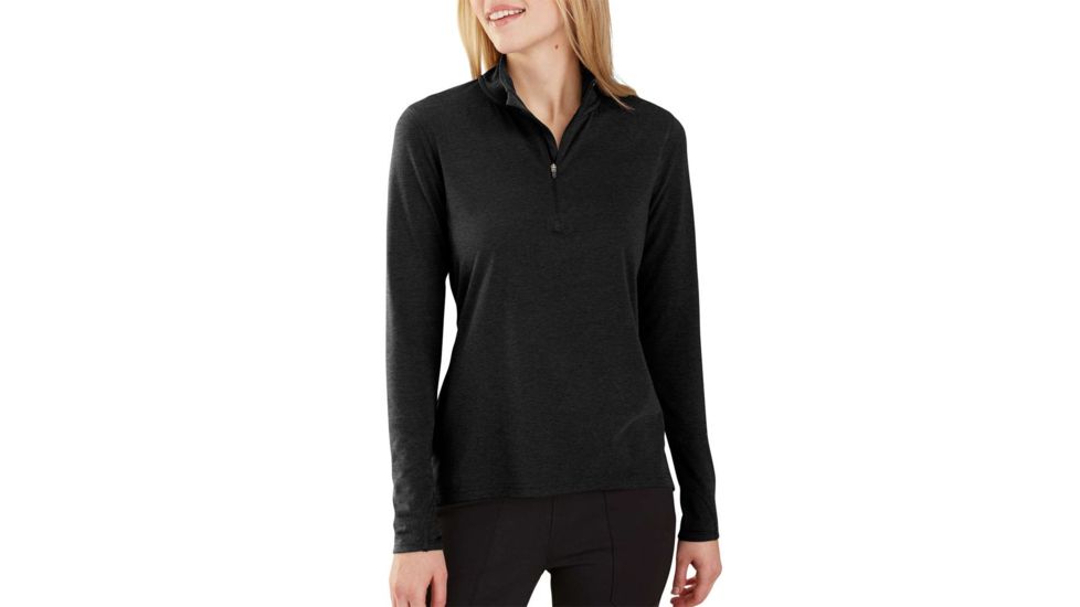 Carhartt Force Delmont Quarter Zip Shirt Regular - Womens, Black Heather, Extra Small, 103597-013-XS-REG