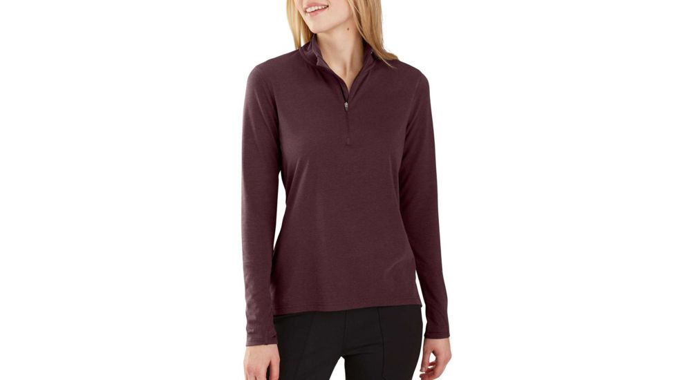 Carhartt Force Delmont Quarter Zip Shirt Regular - Womens, Fudge Heather, Medium, 103597-518-M-REG