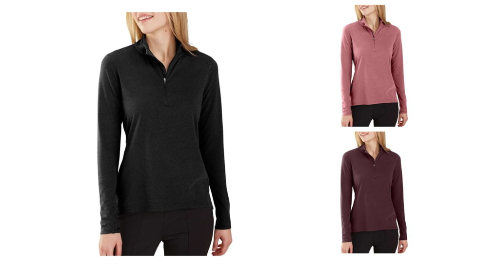 Carhartt Force Delmont Quarter Zip Shirt - Women's, Black Heather, Brick Dust Heather, Fudge Heather
