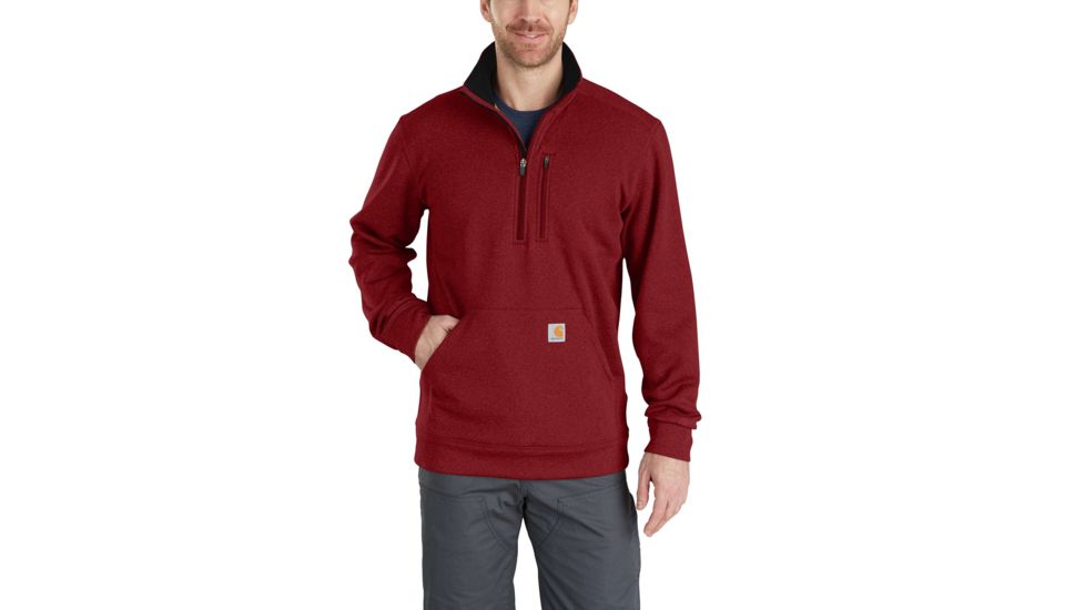 Carhartt Force Extremes Mck Nck Half Zip Sweatshirt - Mens, Dark Crimson Heather, L-REG 102831-602-REG-L