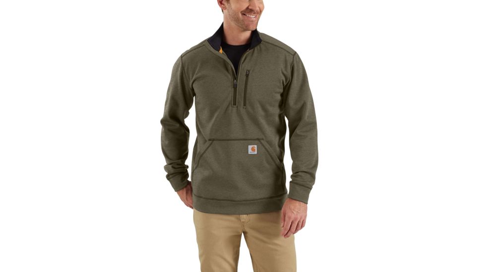 Carhartt Force Extremes Mock Neck Half Zip Sweatshirt for Mens, Burnt Olive Heather, Medium/Regular 102831-315-REG-M