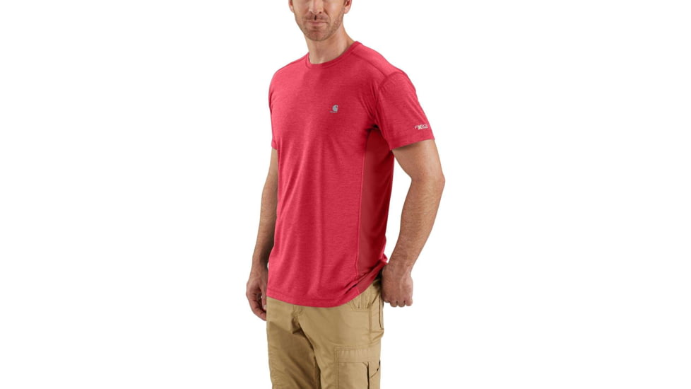 Carhartt Force Extremes Short Sleeve T-shirt - Mens, Light Crimson Heather/Dark Crimson, M-REG 102960-942-REG-M