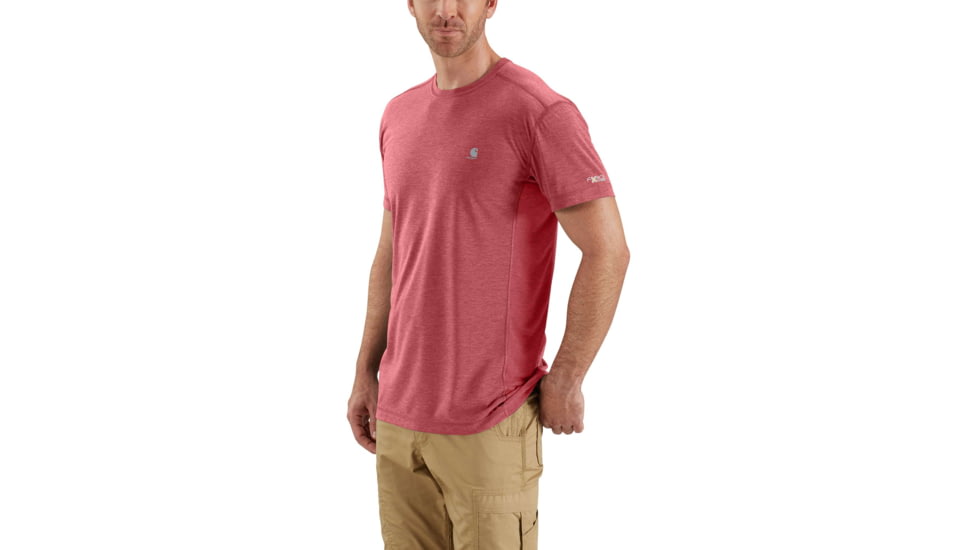 Carhartt Force Extremes SS Tshirt-Mens, Light Crimson Heather/Dark Crimson, Small, Regular, 102960-942-REG-S