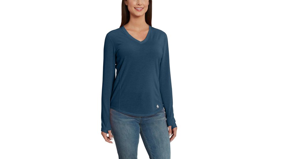 Carhartt Force Ferndale Long Sleeve T-Shirt for Womens, Dark Stream Heather, Extra Small/Regular 102759-425-REG-XS