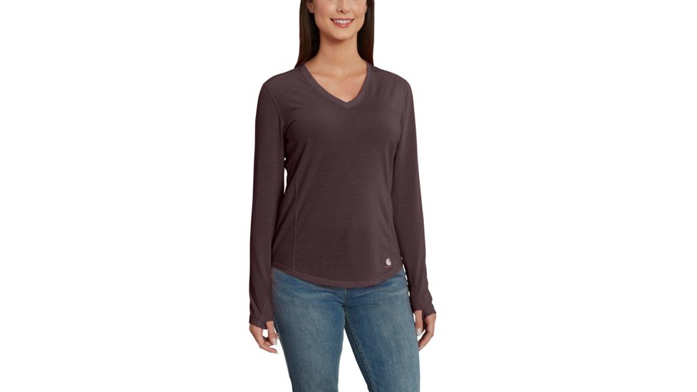 Carhartt Force Ferndale Long Sleeve T-Shirt for Womens, Fudge Heather, Medium/Regular 102759-518-REG-M