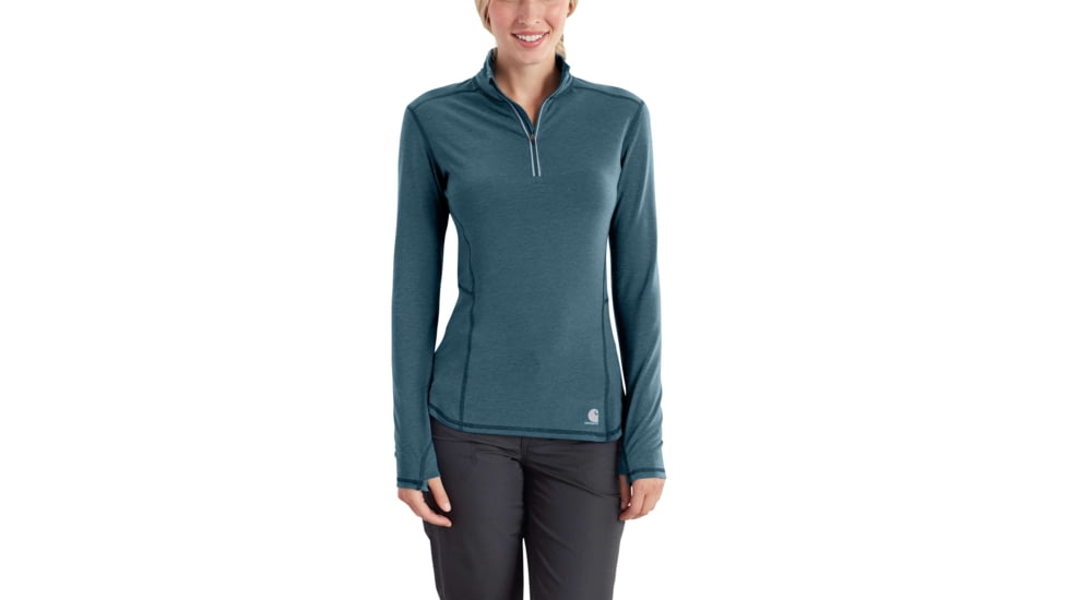 Carhartt Force Ferndale Quarter Zip Shirt - Womens, Blue Mist Heather, L-REG 102528-424-REG-L