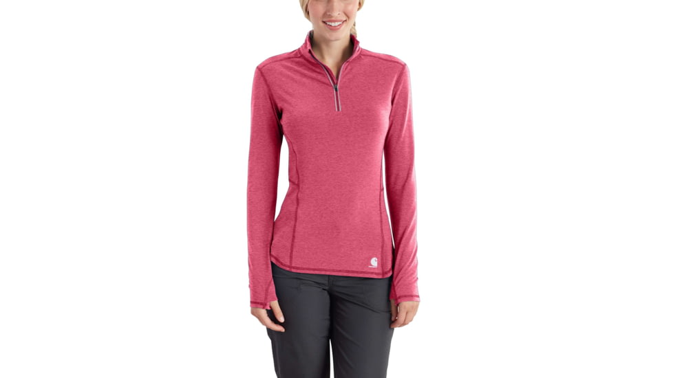 Carhartt Force Ferndale Quarter Zip Shirt - Womens, Cranberry Heather, L-REG 102528-623-REG-L