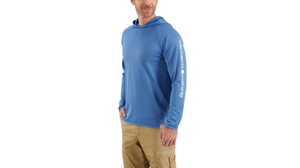 Carhartt Force Fishing Sleeve Logo Long Sleeve Hoodie - Mens, Federal Blue, 2XL-REG 103002-445-REG-2XL