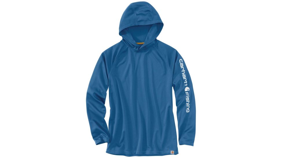 Carhartt Force Fishing Sleeve Logo Long Sleeve Hoodie - Mens, Federal Blue, 2XL-REG 103002-445-REG-2XL