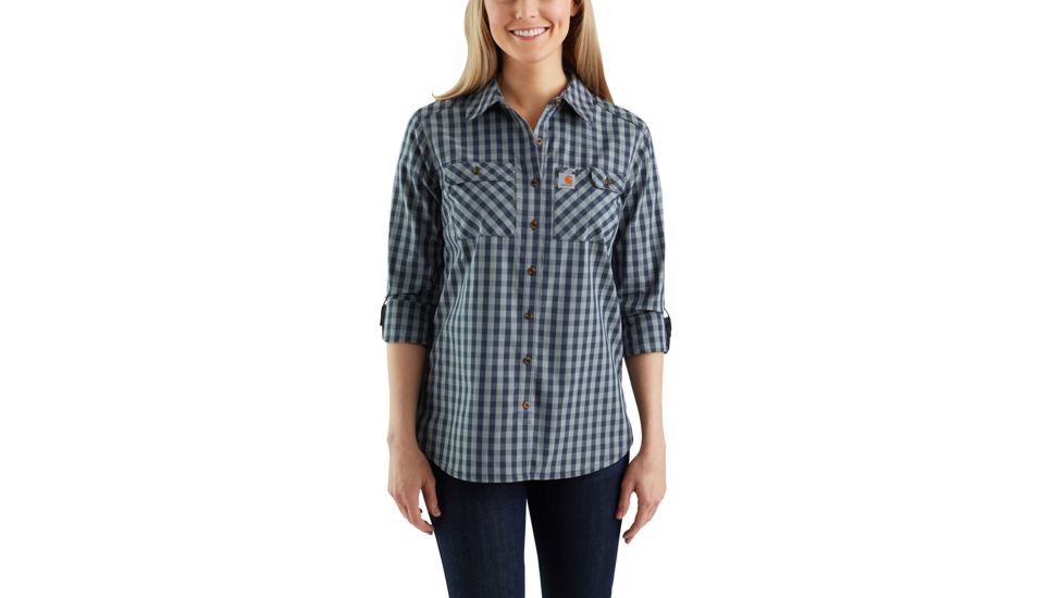 Carhartt Force Ridgefield Plaid Shirt - Womens, Dark Indigo, L-REG 103081-400-REG-L