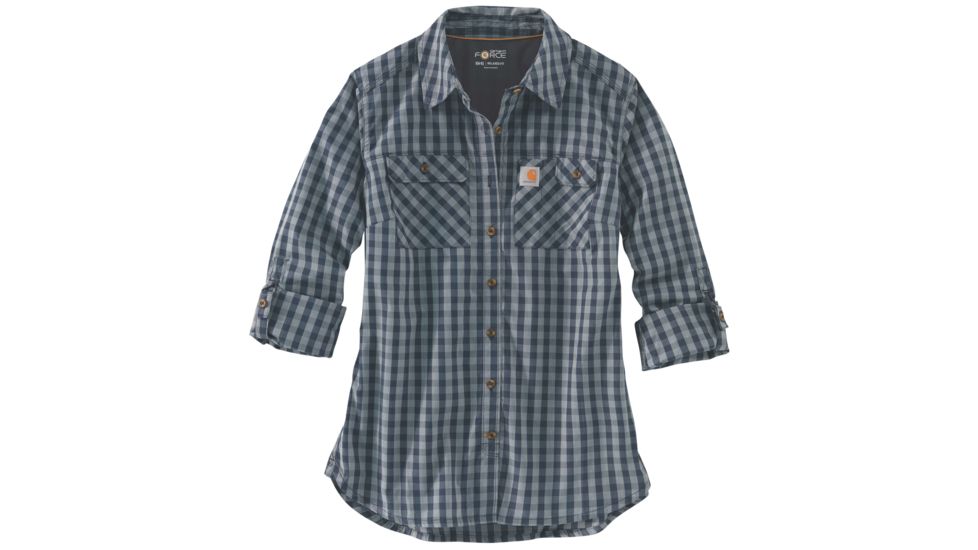 Carhartt Force Ridgefield Plaid Shirt - Womens, Dark Indigo, L-REG 103081-400-REG-L