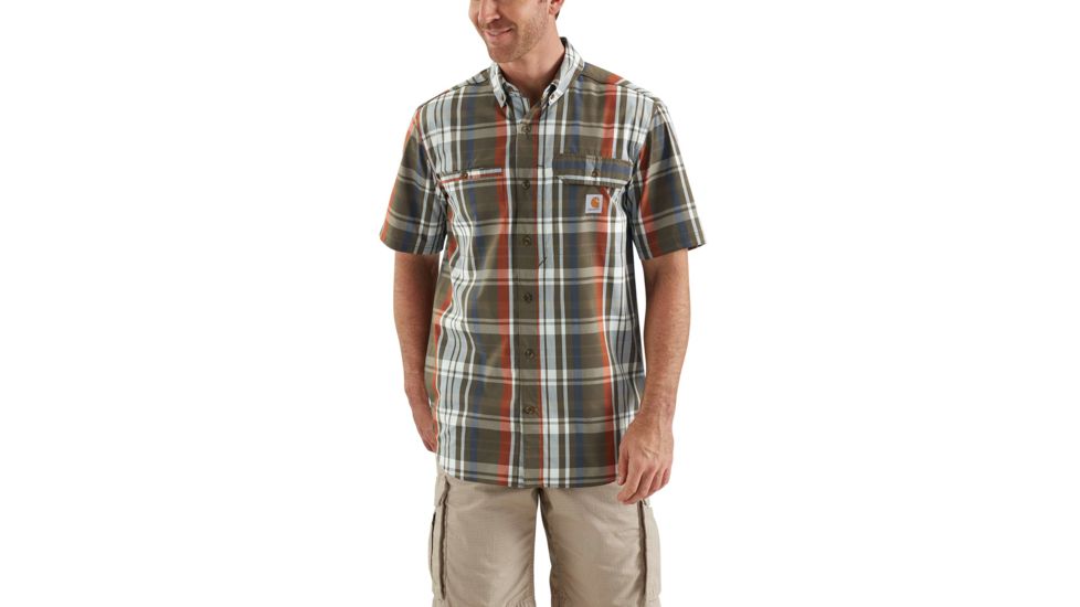Carhartt Force Ridgefield Plaid Short Sleeve Shirt - Mens, Beech Tree, XL-REG 103146-204-REG-XL