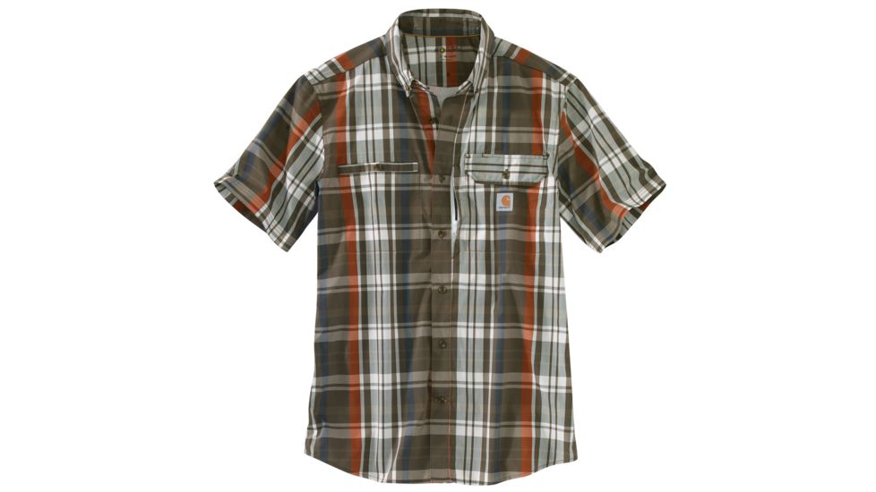 Carhartt Force Ridgefield Plaid Short Sleeve Shirt - Mens, Beech Tree, XL-REG 103146-204-REG-XL
