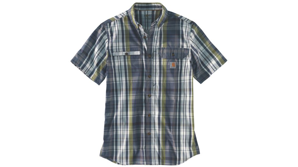Carhartt Force Ridgefield Plaid Short Sleeve Shirt - Mens, Navy, 2XL-REG 103146-412-REG-2XL