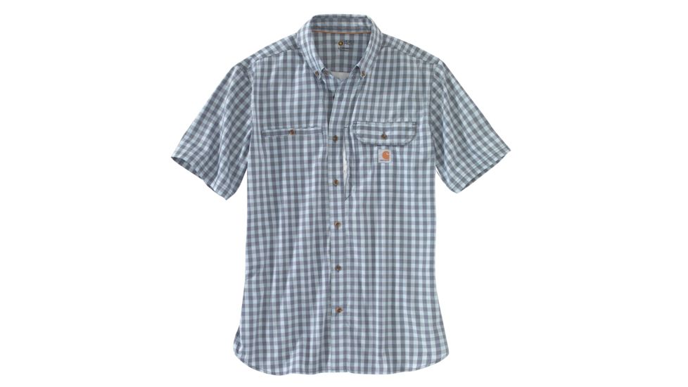 Carhartt Force Ridgefield Plaid Short Sleeve Shirt - Mens, Steel Blue, 2XL-REG 103146-437-REG-2XL