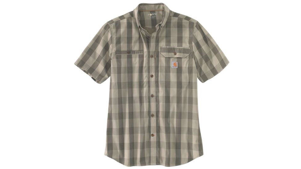 Carhartt Force Ridgefield Plaid Short Sleeve Shirt - Mens, Burnt Olive, Small-Regular, 103549-391-S-REG