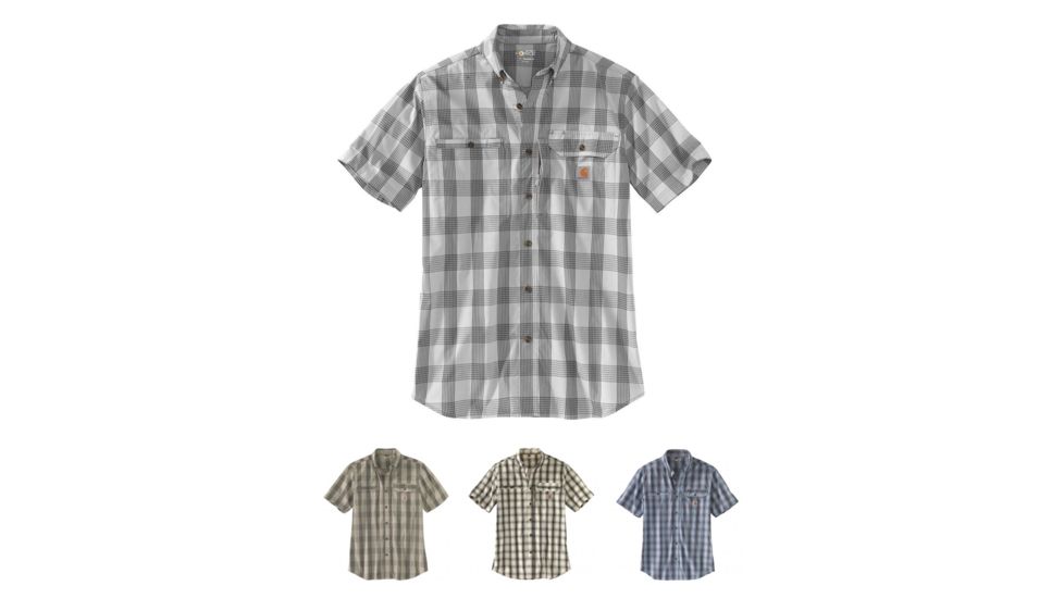Carhartt Force Ridgefield Plaid Short Sleeve Shirt - Mens, Asphalt, Burnt Olive, Shadow, Steel Blue