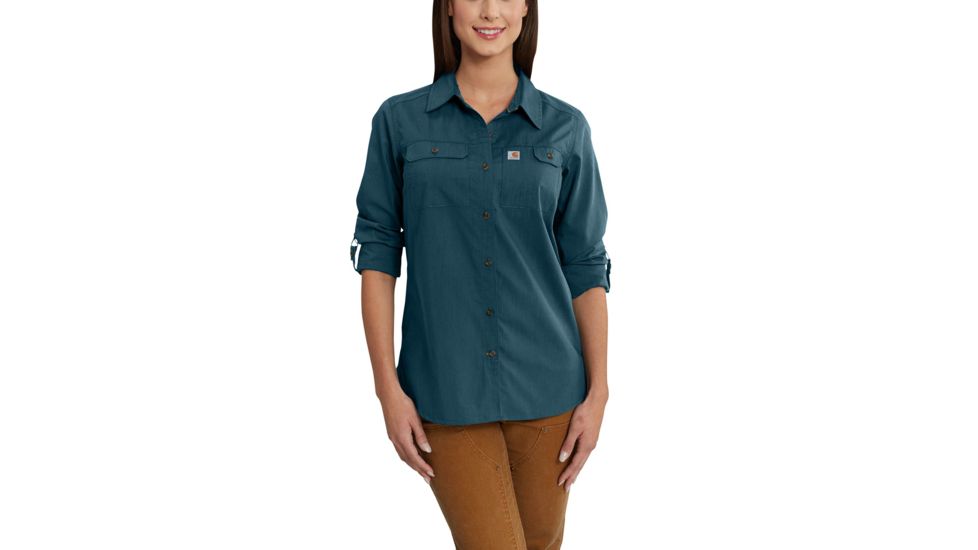 Carhartt Force Ridgefield Shirt for Womens, Dark Stream, Medium/Regular 102473-418-REG-M