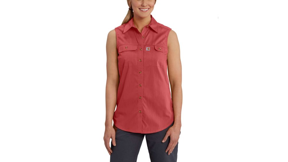 Carhartt Force Ridgefield Sleeveless Shirt - Womens, Cranberry, M-REG 102478-622-REG-M