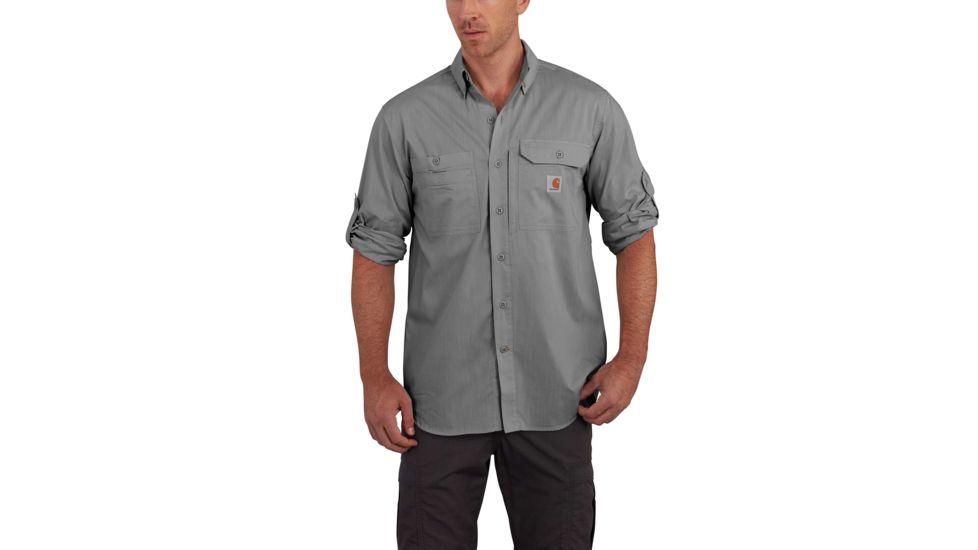 Carhartt Force Ridgefield Solid Long Sleeve Shirt for Mens, Asphalt, 3XL/Regular 102418-066-REG-3XL