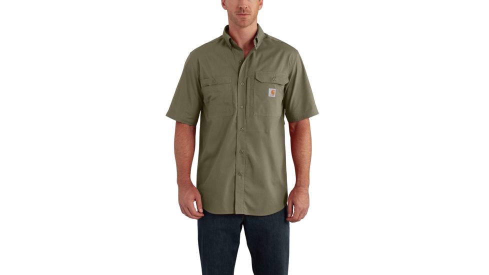 Carhartt Force Ridgefield Solid Short Sleeve Shirt for Mens, Burnt Olive, 2XL/Regular 102417-391-REG-2XL