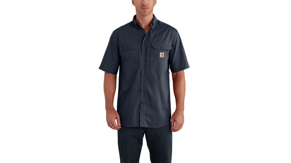 Carhartt Force Ridgefield Solid Short Sleeve Shirt for Mens, Navy, 2XL/Regular 102417-412-REG-2XL