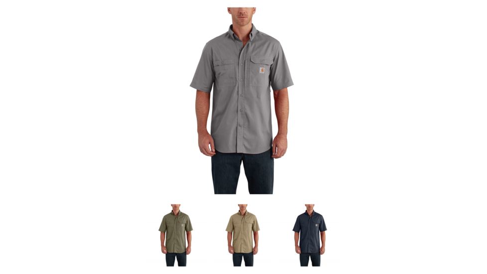 Carhartt Force Ridgefield Solid Short Sleeve Shirt for Mens, Asphalt, Burnt Olive, Dark Khaki, Navy