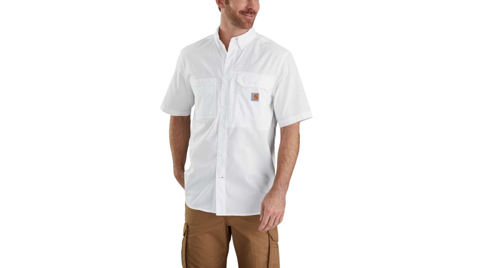 Carhartt Force Ridgefield Solid Short Sleeve Shirt - Mens, White, Large-Regular 102417-100-REG-XL