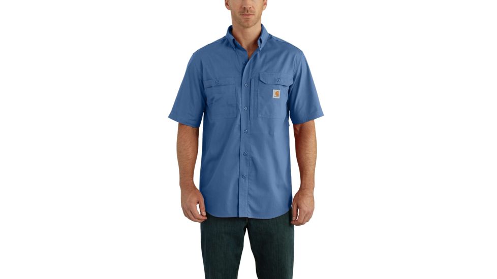 Carhartt Force Ridgefield Solid Short Sleeve Shirt - Mens, Federal Blue, M-REG 102417-445-REG-M