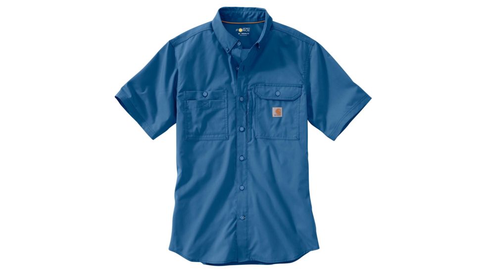 Carhartt Force Ridgefield Solid Short Sleeve Shirt - Mens, Federal Blue, M-REG 102417-445-REG-M