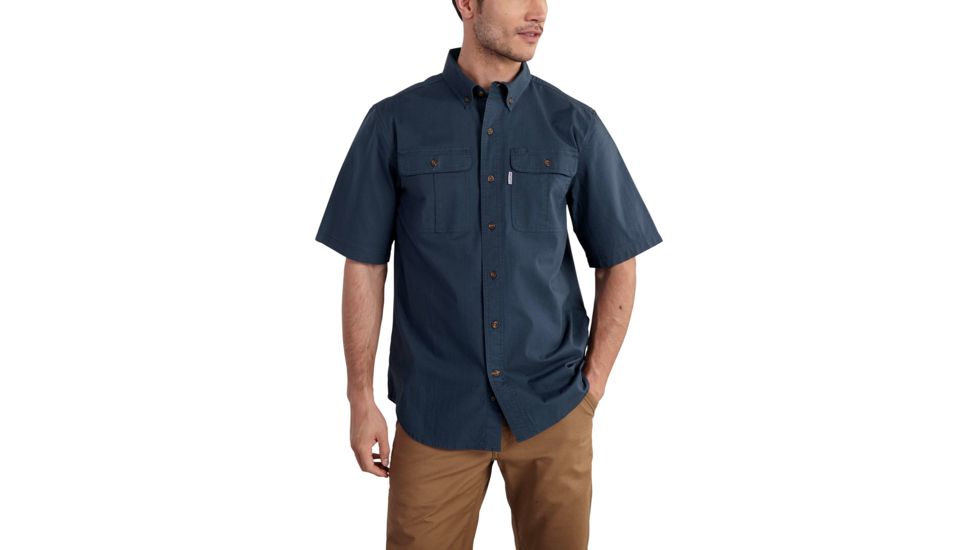 Carhartt Foreman Solid Short Sleeve Work Shirt for Mens, Navy, Small/Regular 101555-412-REG-S