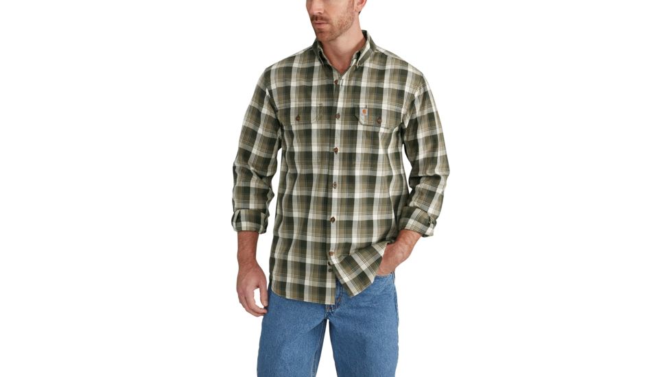 Carhartt Fort Plaid Long Sleeve Shirt for Mens, Burnt Olive, Extra Large/Regular 102816-391-REG-XL