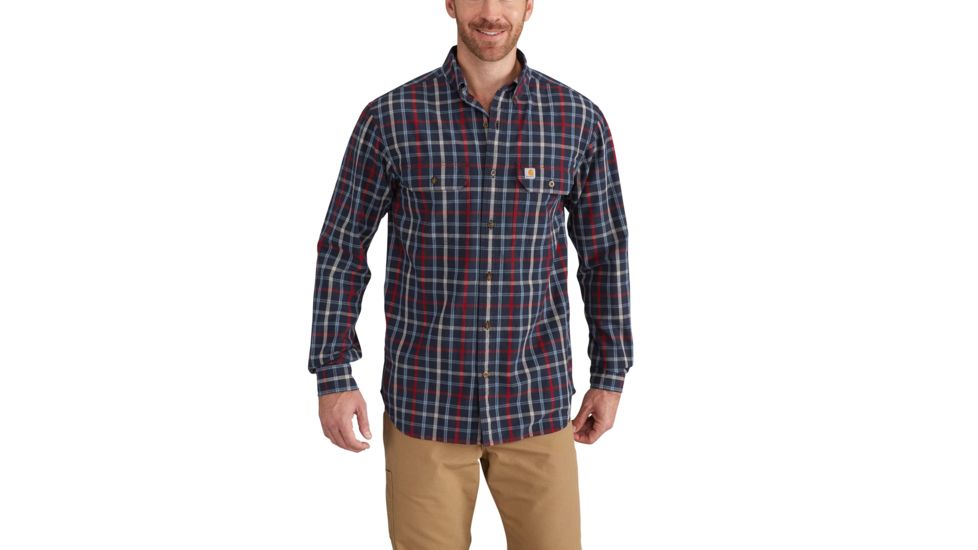 Carhartt Fort Plaid Long Sleeve Shirt for Mens, Navy, Extra Large/Tall 102816-412-TLL-XL