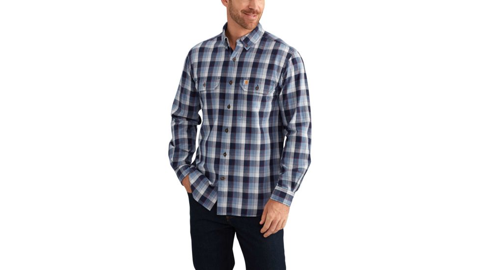 Carhartt Fort Plaid Long Sleeve Shirt for Mens, Steel Blue, Extra Large/Regular 102816-437-REG-XL
