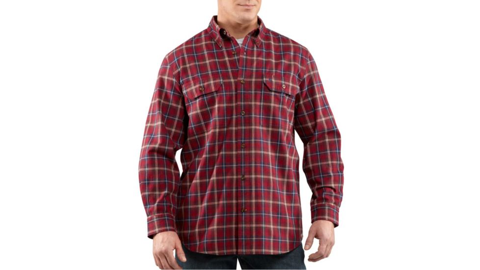 Carhartt Fort Plaid Long-Sleeve Shirt - Men's-Dark Red-Large
