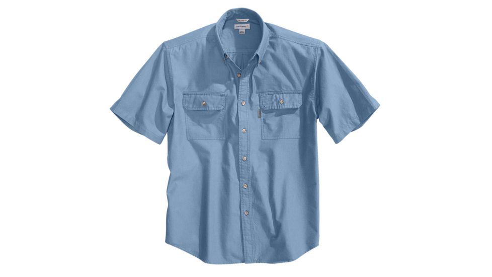 Carhartt Fort Short Sleeve Shirt LW Chambray Bfnt - Mens, Black Chambray, S-REG, S200-CBL-REG-SML